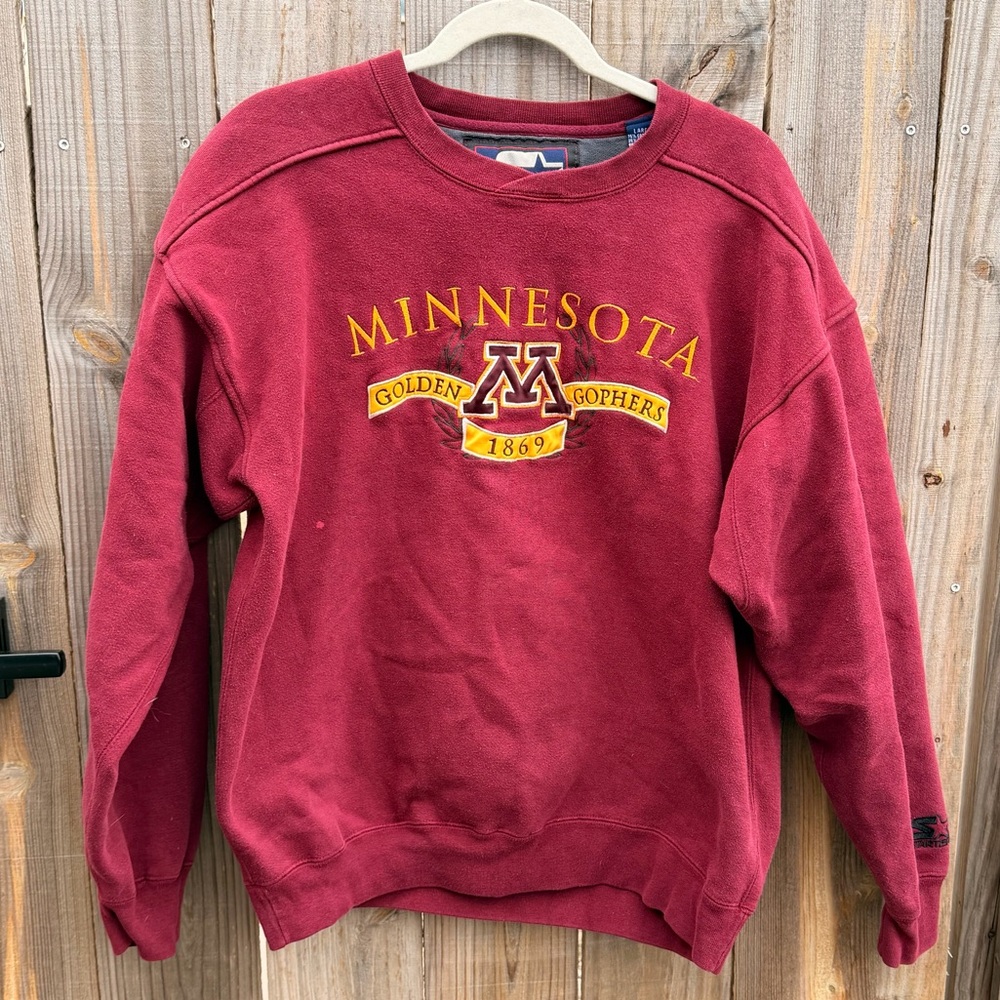 Vintage Starter Minnesota Golden Gophers Maroon Sweater Size Large